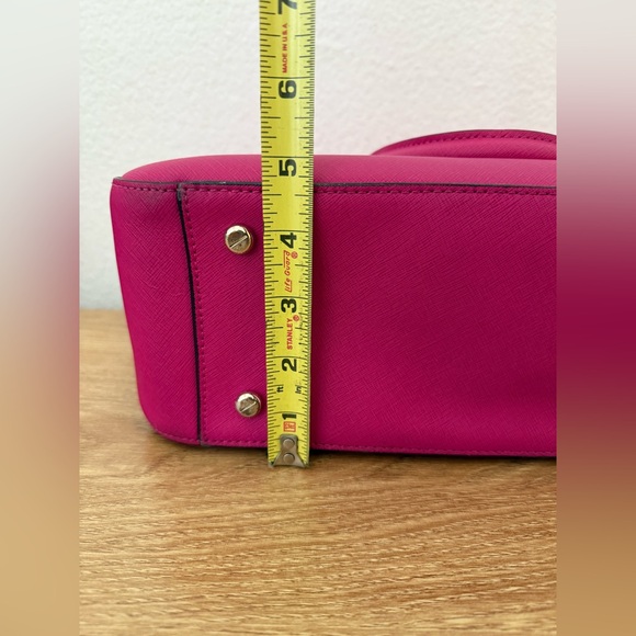 Henri Bendel Large West 57th Satchel Fuchsia Pink Saffiano Leather Crossbody Bag - Picture 16 of 16